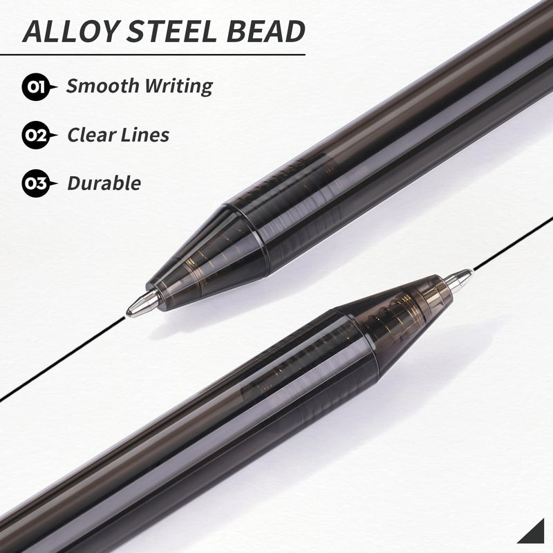 Sikao Black Pens Bulk, 60 Pack Retractable Ballpoint Pens, Black Ink 1.0mm Medium Point, Smooth Writing No-Smear, Click Pens for Teachers, Students, Restaurant Servers, School & Office Supplies - Image 3